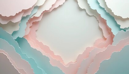 Layered pastel paper background with scalloped edges in soft colors  
