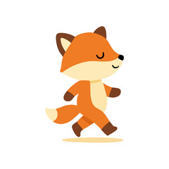 Cute cartoon fox walking