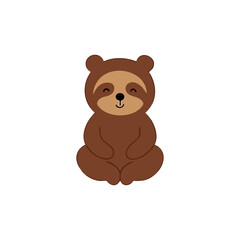 Cute cartoon sloth sitting