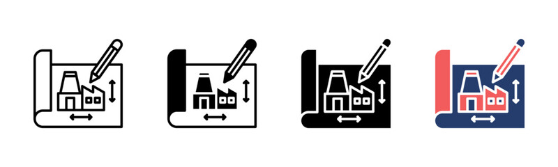 Factory Blueprint icon sheet multiple style collection