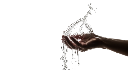 Water in Hand: A Dramatic Black and White Photography