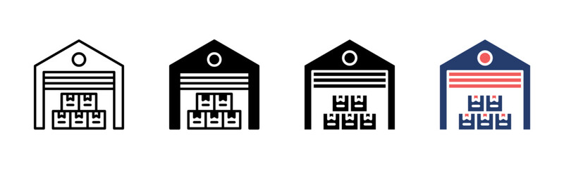 Warehouse icon sheet multiple style collection