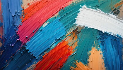 Abstract colorful brush strokes in vibrant paint texture  