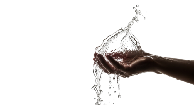 Water in Hand: A Dramatic Black and White Photography