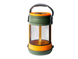 battery powered camping lantern on white background
