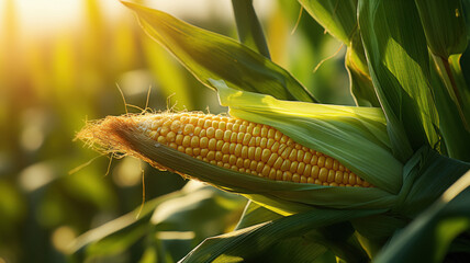 close up of ripe yellow corn comb