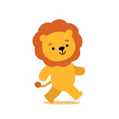 Cute cartoon lion walking
