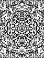 Black and White Mandala Pattern Decorative Floral Vector Design Art