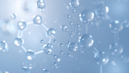 cladribine molecular structure 3d, antineoplastic agent structural chemical formula view from a microscope
