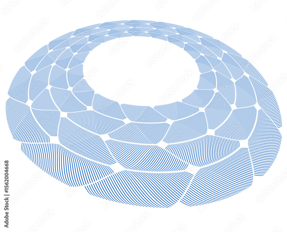 Poster abstract background with blue circles design element wave lines guilloche curve line background circ