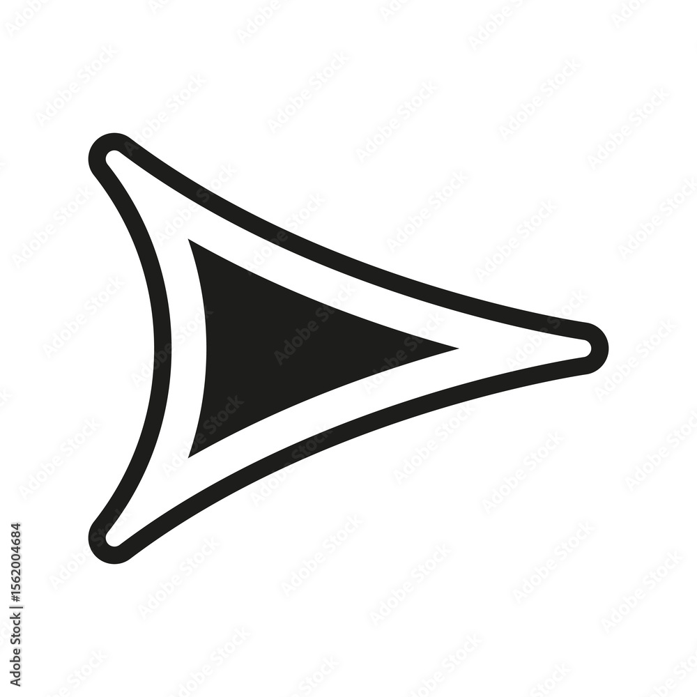 Poster simple isolated triangle arrowhead silhouette for navigation and design elements