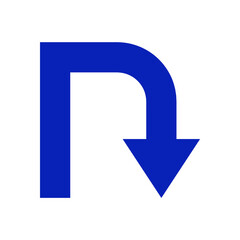 A glossy 3D blue arrow icon points down, a web symbol for download buttons or website navigation