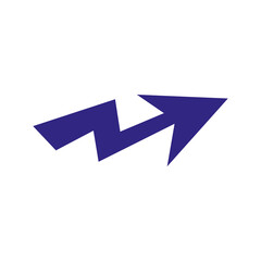 Blue arrow sign icon for business direction and success concept illustration