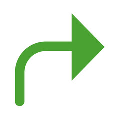 Green Right Turn Arrow Icon On Black Background Simple Navigation Symbol