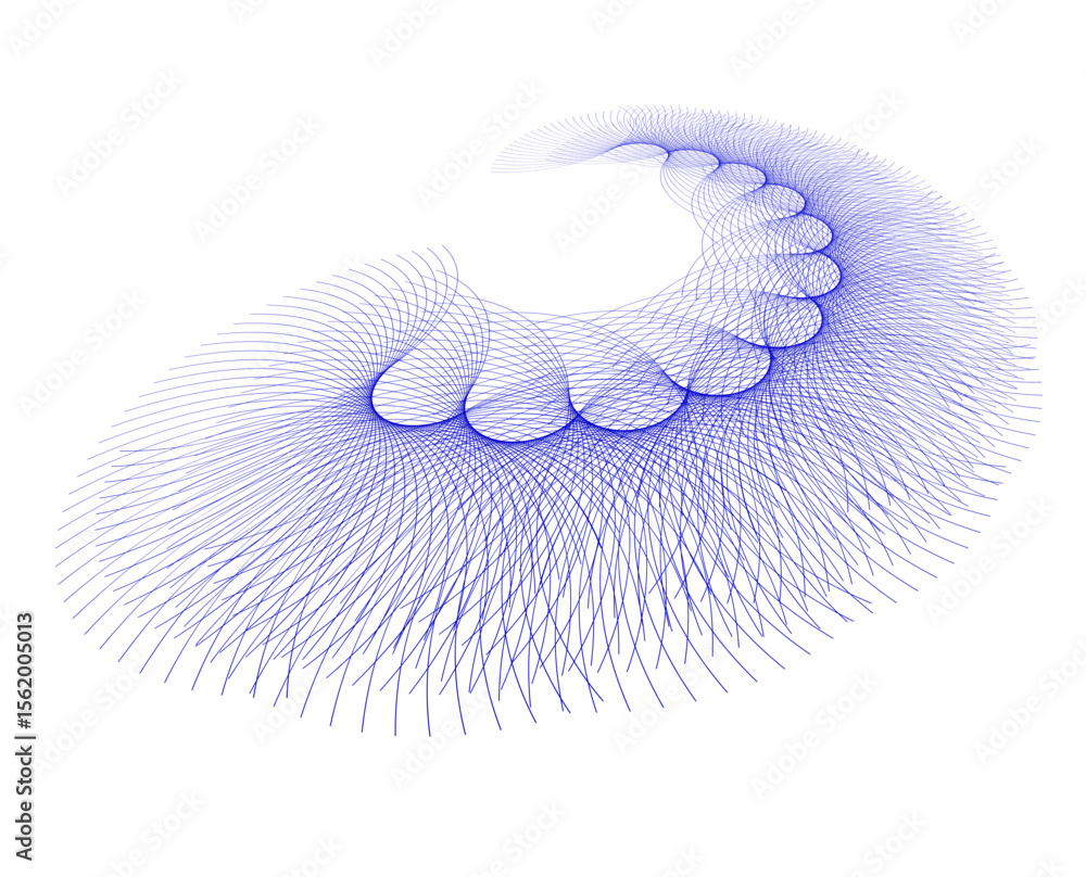 Poster blue jellyfish on white background design element wave lines guilloche curve line background circle 