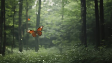 Fototapeta premium Nature butterfly flying in the forest