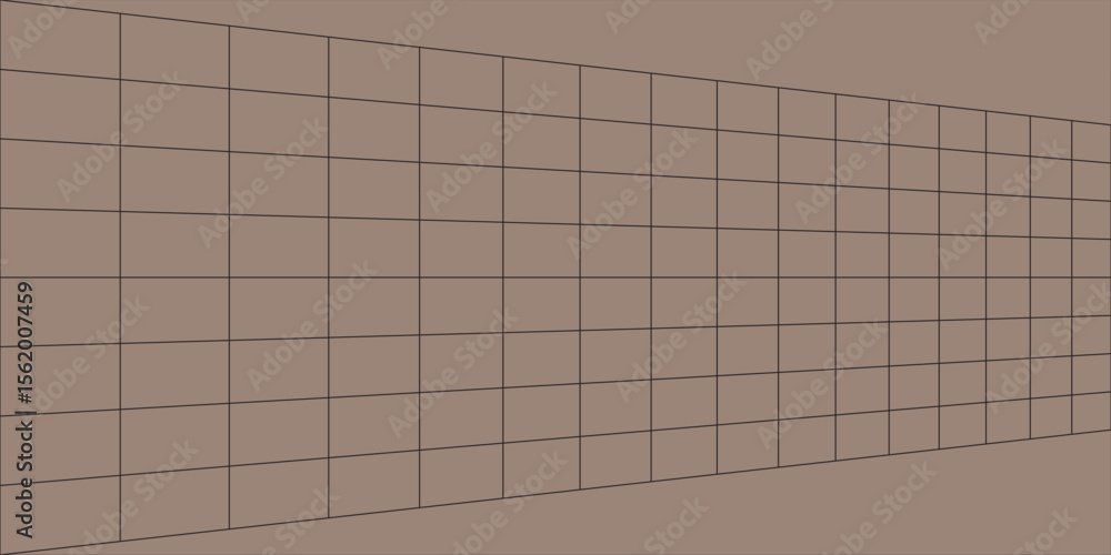 Aufkleber 3d perspective grid on a brown background, creating a tunnel-like abstract design.