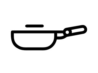 Simple Line Art Illustration of a Hot Pan with Steam , A minimalist, vector illustration of a frying pan heating up.