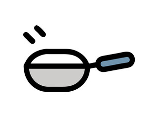 Simple Line Art Illustration of a Hot Pan with Steam , A minimalist, vector illustration of a frying pan heating up.