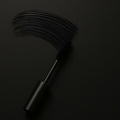 Elegant Black Mascara Brush with Makeup Stroke on Dark Background