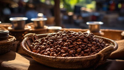 coffee bean in basket at shop