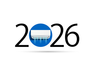 Happy new year 2026. Year 2026 with air conditioner icon
