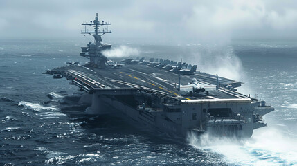 An U.s. Air Force Jet on An Aircraft Carrier In The Sea.