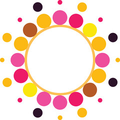 Bright colorful circles border frame with copy space for text