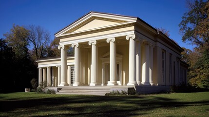 Neoclassical Temple in Autumn Sunlight