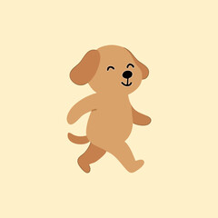 Cute cartoon dog walking