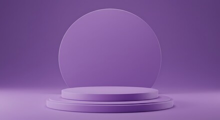 Obraz premium violet podium. Stage showcase on pedestal display purple studio