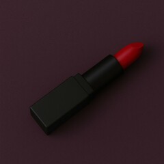 Elegant Red Lipstick on Dark Background - Cosmetic Mockup for Beauty Branding