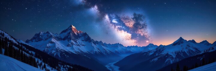 Starry night sky over majestic Italian Alps, breathtaking Milky Way , stars, Dolomites