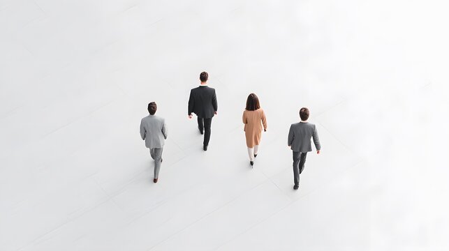 Cinematic Hero Shot of Business People Walking for Wallpaper Use