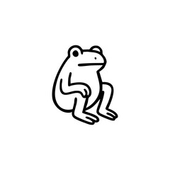 Simple black line drawing of a seated frog