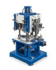 Pneumatic press machine demonstrated on white background