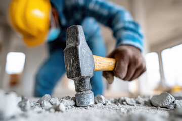 worker using hammer home renovation