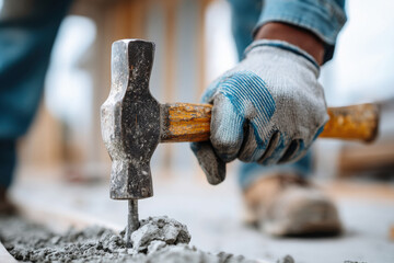 worker using hammer home renovation