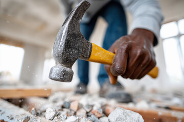 worker using hammer home renovation