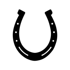 Black Horseshoe Icon - Vector Silhouette of a Lucky Symbol.