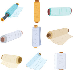 cling film set cartoon vector illustration