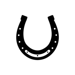 Black Horseshoe Icon - Vector Silhouette of a Lucky Symbol.