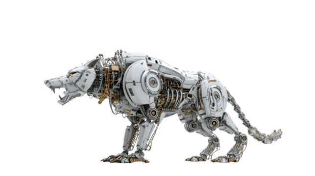 A robotic wolf howling