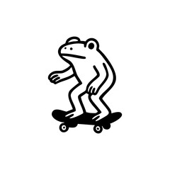 A stylized frog character is depicted skateboarding
