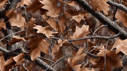 Autumn leaves and branches create a cozy, natural texture. long_title:Fallen autumn leaves and weathered branches intertwine, forming a warm, earthy