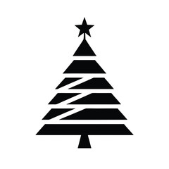 Fototapeta premium Abstract Modern Black and White Geometric Christmas Tree Design, Minimalist Festive Holiday Symbol, Simple Elegant Star Top.