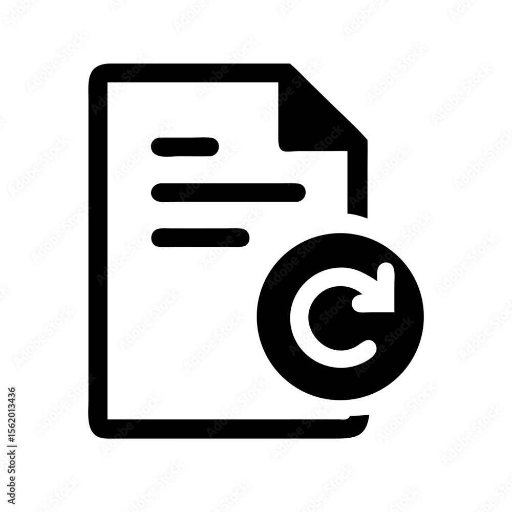 Poster updated document with refresh symbol. document update process shown with circular arrow. this update