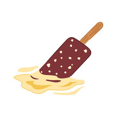 summer fallen ice cream cartoon vector illustration