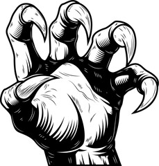 Monster hand with claws. Vector design element