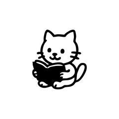Cute cartoon cat holding a book